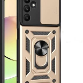 Samsung Galaxy M15 Kılıf Pars Lens Yüzüklü Silikon - Gold-(5796)