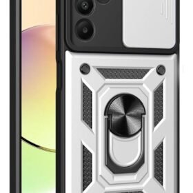 Samsung Galaxy M15 Kılıf Pars Lens Yüzüklü Silikon - Gümüş-(5796)