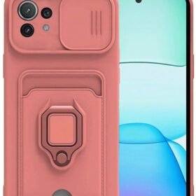 Xiaomi Mİ 11 Lite Kılıf Zuma Kartvizitli Yüzüklü Silikon - Pembe-(5796)