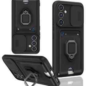 Samsung Galaxy S24 FE Kılıf Zuma Kartvizitli Yüzüklü Silikon - Siyah-(5796)