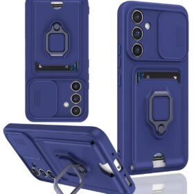 Samsung Galaxy S24 FE Kılıf Zuma Kartvizitli Yüzüklü Silikon - Lacivert-(5796)