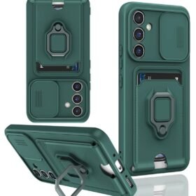 Samsung Galaxy S24 FE Kılıf Zuma Kartvizitli Yüzüklü Silikon - Yeşil-(5796)