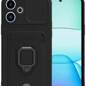 Xiaomi Redmi 13 4G Kılıf Zuma Kartvizitli Yüzüklü Silikon - Siyah-(5796)