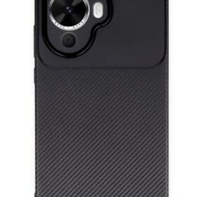 Huawei Nova 12S Kılıf Auto Focus Karbon Kapak - Siyah-(5796)