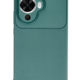Huawei Nova 12S Kılıf Auto Focus Karbon Kapak - Koyu Yeşil-(5796)