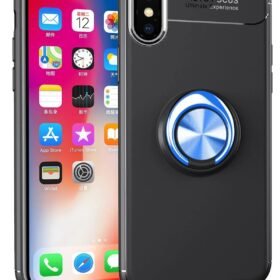 iPhone XS Max Kılıf Range Yüzüklü Silikon - Siyah-Mavi-(5796)