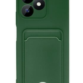 Realme Note 50 4G Kılıf Kelvin Kartvizitli Silikon - Koyu Yeşil-(5796)