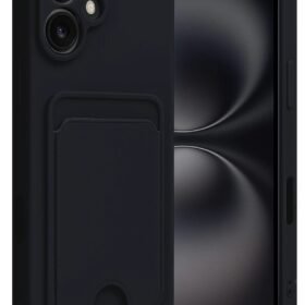 iPhone 16 Kılıf Kelvin Kartvizitli Silikon - Siyah-(5796)