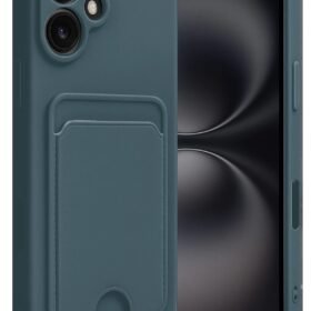 iPhone 16 Kılıf Kelvin Kartvizitli Silikon - Koyu Yeşil-(5796)