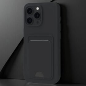 iPhone 16 Plus Kılıf Kelvin Kartvizitli Silikon - Siyah-(5796)