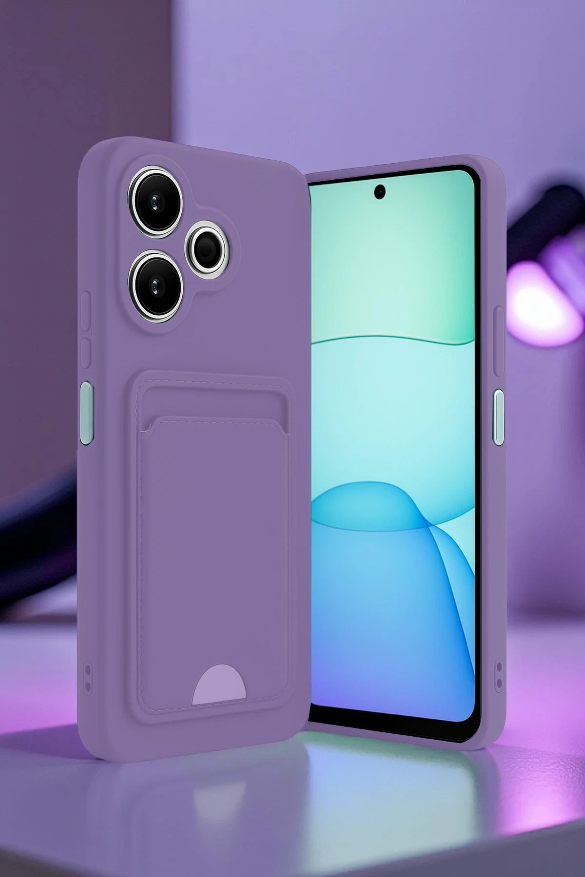 Xiaomi Redmi 13 4G Kılıf Kelvin Kartvizitli Silikon - Lila-(5796)