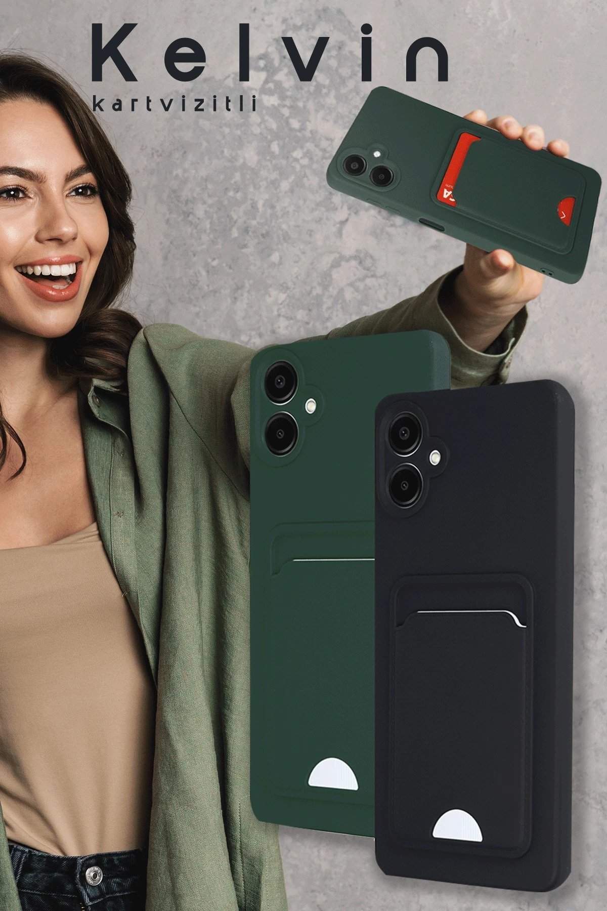 Samsung Galaxy S24 FE Kılıf Kelvin Kartvizitli Silikon - Siyah-(5796) - Görsel 3