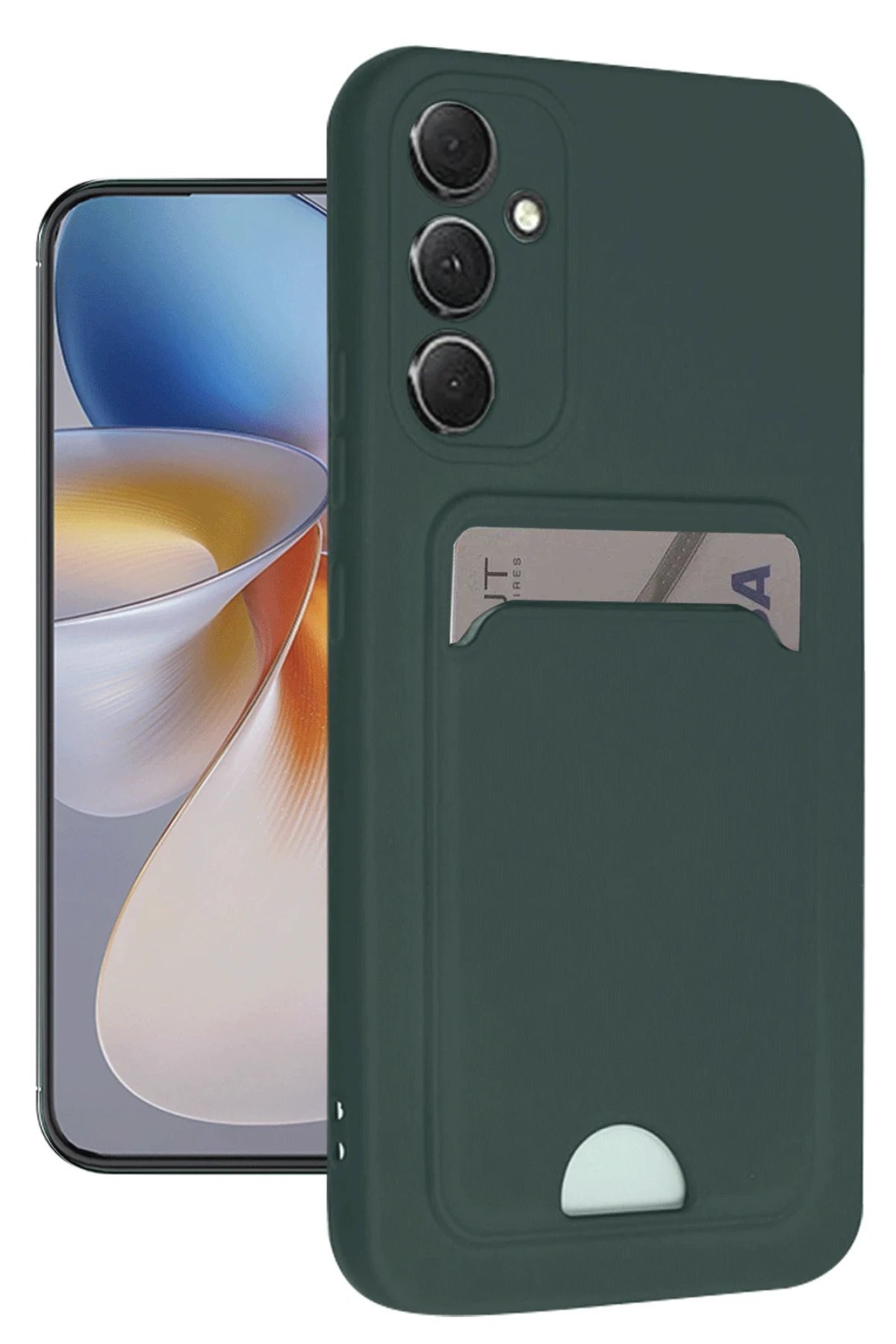 Samsung Galaxy S24 FE Kılıf Kelvin Kartvizitli Silikon - Koyu Yeşil-(5796)