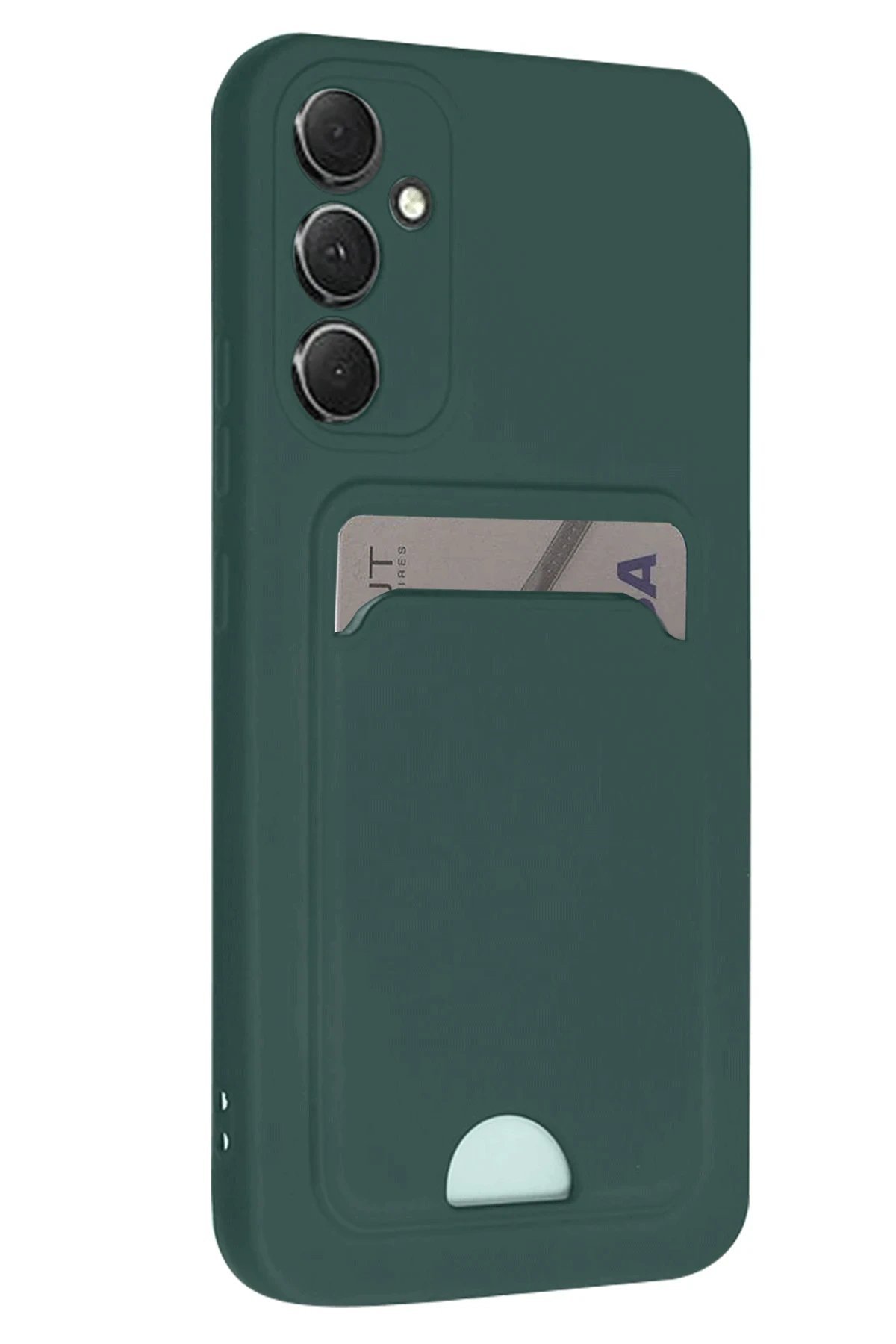 Samsung Galaxy S24 FE Kılıf Kelvin Kartvizitli Silikon - Koyu Yeşil-(5796) - Görsel 2