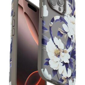 iPhone 14 Pro Flower Series Magsafe Kapak - Gri-(5796)