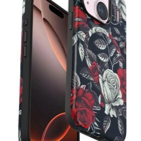 iPhone 15 Plus Flower Series Magsafe Kapak - Siyah-(5796)