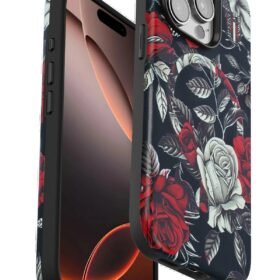 iPhone 15 Pro Flower Series Magsafe Kapak - Siyah-(5796)