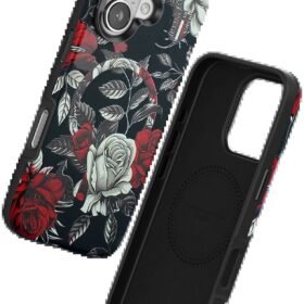 iPhone 16 Flower Series Magsafe Kapak - Siyah-(5796)