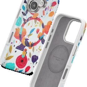 iPhone 16 Flower Series Magsafe Kapak - Beyaz-(5796)