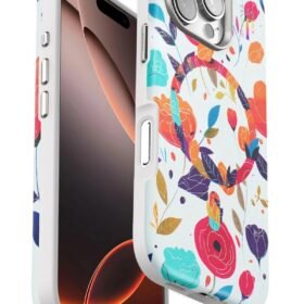 iPhone 16 Pro Flower Series Magsafe Kapak - Beyaz-(5796)