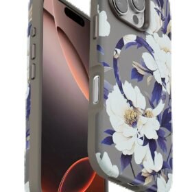 iPhone 16 Pro Flower Series Magsafe Kapak - Gri-(5796)