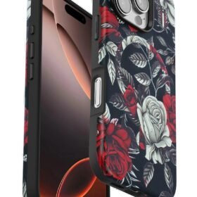 iPhone 16 Pro Max Flower Series Magsafe Kapak - Siyah-(5796)