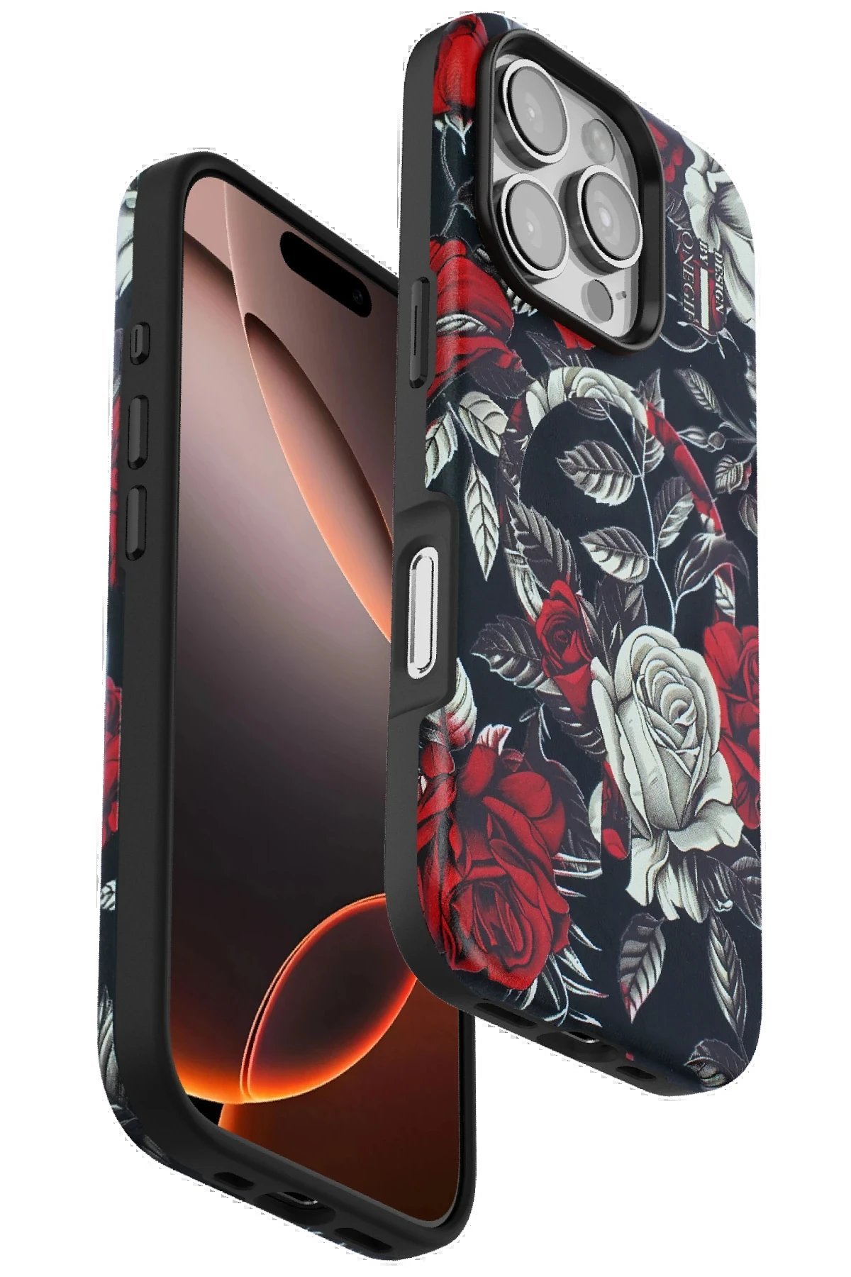 iPhone 16 Pro Max Flower Series Magsafe Kapak - Siyah-(5796)