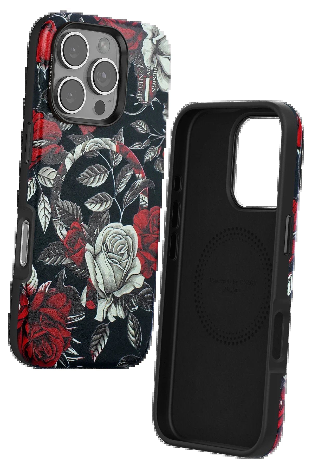 iPhone 16 Pro Max Flower Series Magsafe Kapak - Siyah-(5796) - Görsel 2