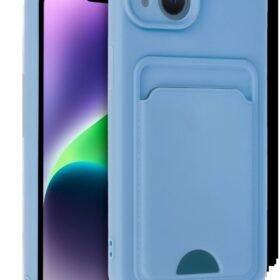 iPhone 14 Kılıf Kelvin Kartvizitli Silikon - Mavi-(5796)