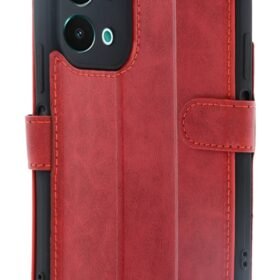 Vivo Y28 Kılıf Trend S Plus Kapaklı Kılıf - Kırmızı-(5796)