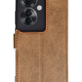 Oppo Reno 11F Kılıf Trend S Plus Kapaklı Kılıf - Taba-(5796)