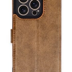 iPhone 16 Pro Kılıf Trend S Plus Kapaklı Kılıf - Taba-(5796)