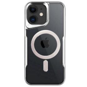 iPhone 12 Kılıf Boyi Magsafe Silikon Kapak - Gümüş-(5796)