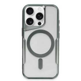 iPhone 12 Kılıf Boyi Magsafe Silikon Kapak - Yeşil-(5796)