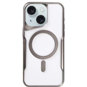 iPhone 15 Kılıf Boyi Magsafe Silikon Kapak - Titan Gri-(5796)