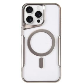 iPhone 15 Pro Max Kılıf Boyi Magsafe Silikon Kapak - Gümüş-(5796)