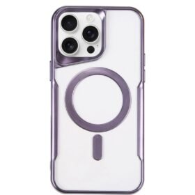 iPhone 15 Pro Max Kılıf Boyi Magsafe Silikon Kapak - Derin Mor-(5796)