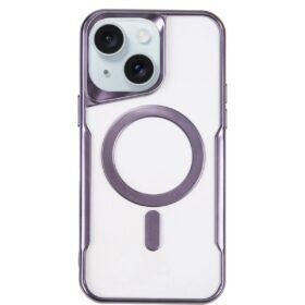 iPhone 15 Plus Kılıf Boyi Magsafe Silikon Kapak - Derin Mor-(5796)