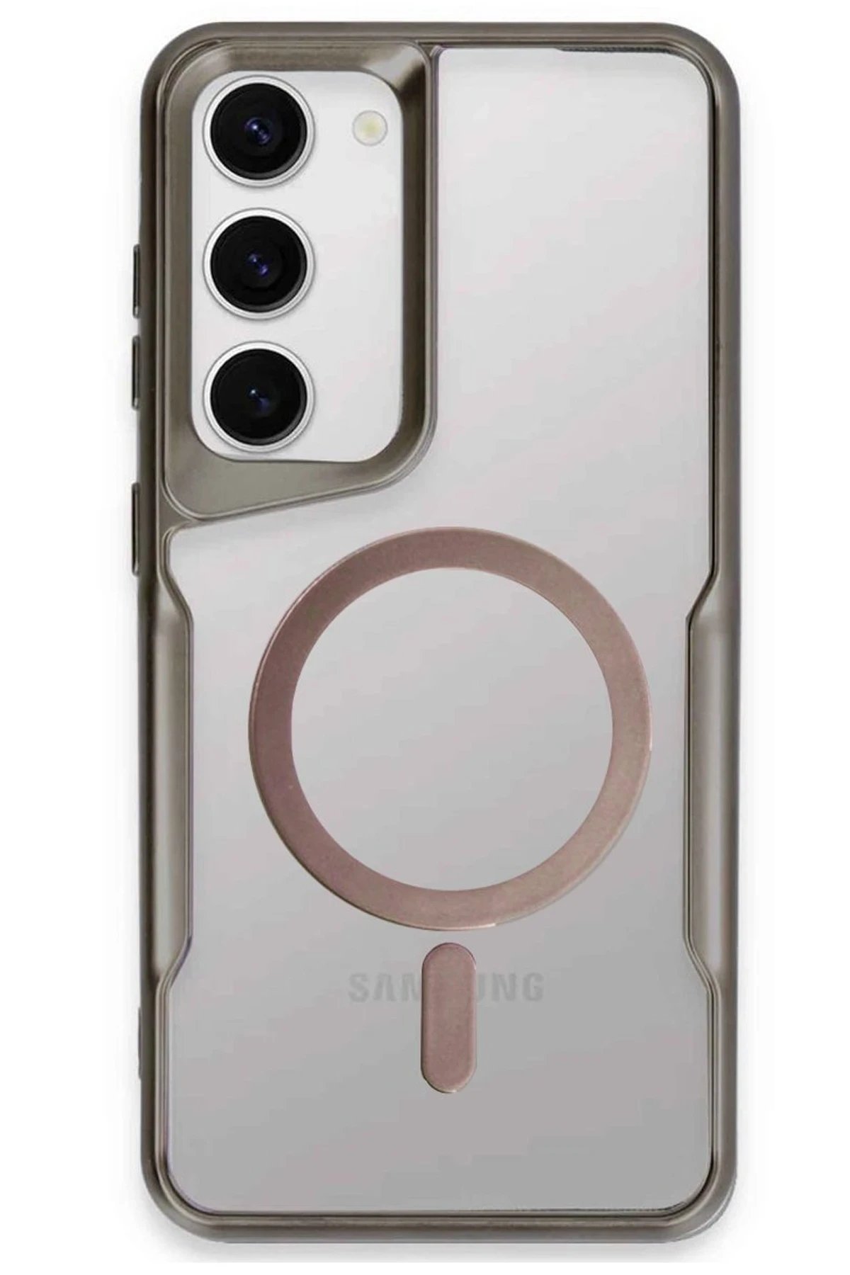 Samsung Galaxy S23 Kılıf Boyi Magsafe Silikon Kapak - Titan Gri-(5796)