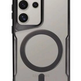 Samsung Galaxy S23 Ultra Kılıf Boyi Magsafe Silikon Kapak - Siyah-(5796)