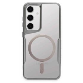 Samsung Galaxy S24 Kılıf Boyi Magsafe Silikon Kapak - Gümüş-(5796)