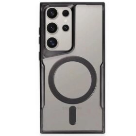 Samsung Galaxy S24 Ultra Kılıf Boyi Magsafe Silikon Kapak - Siyah-(5796)