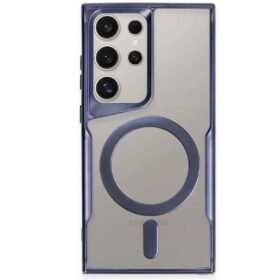 Samsung Galaxy S24 Ultra Kılıf Boyi Magsafe Silikon Kapak - Lacivert-(5796)