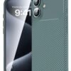 iPhone 16 Plus Kılıf Auto Focus Karbon Kapak - Koyu Yeşil-(5796)
