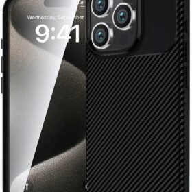 iPhone 16 Pro Kılıf Auto Focus Karbon Kapak - Siyah-(5796)