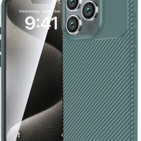 iPhone 16 Pro Kılıf Auto Focus Karbon Kapak - Koyu Yeşil-(5796)