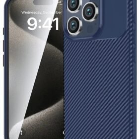 iPhone 16 Pro Max Kılıf Auto Focus Karbon Kapak - Lacivert-(5796)