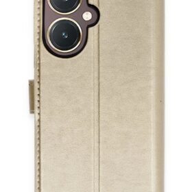 Vivo Y27 Kılıf Trend S Plus Kapaklı Kılıf - Gold-(5796)