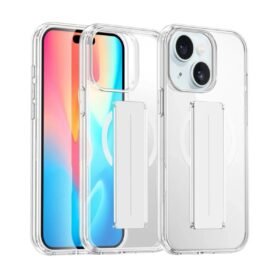 iPhone 15 Kılıf Alfa Magsafe Standlı Kapak - Şeffaf-(5796)