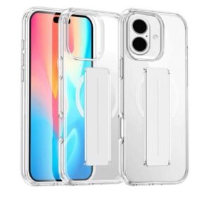 iPhone 16 Kılıf Alfa Magsafe Standlı Kapak - Şeffaf-(5796)